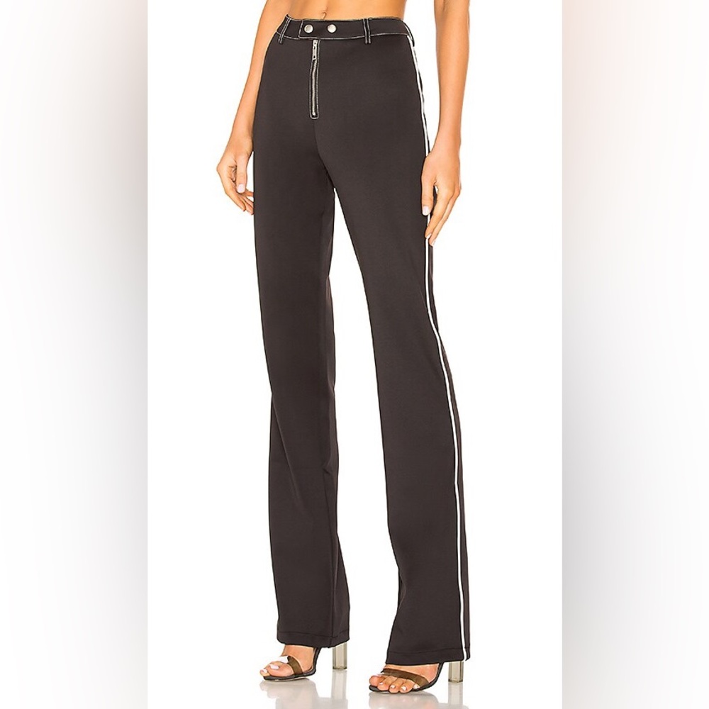 I Am Gia Slater Pants Black White Side Stripe